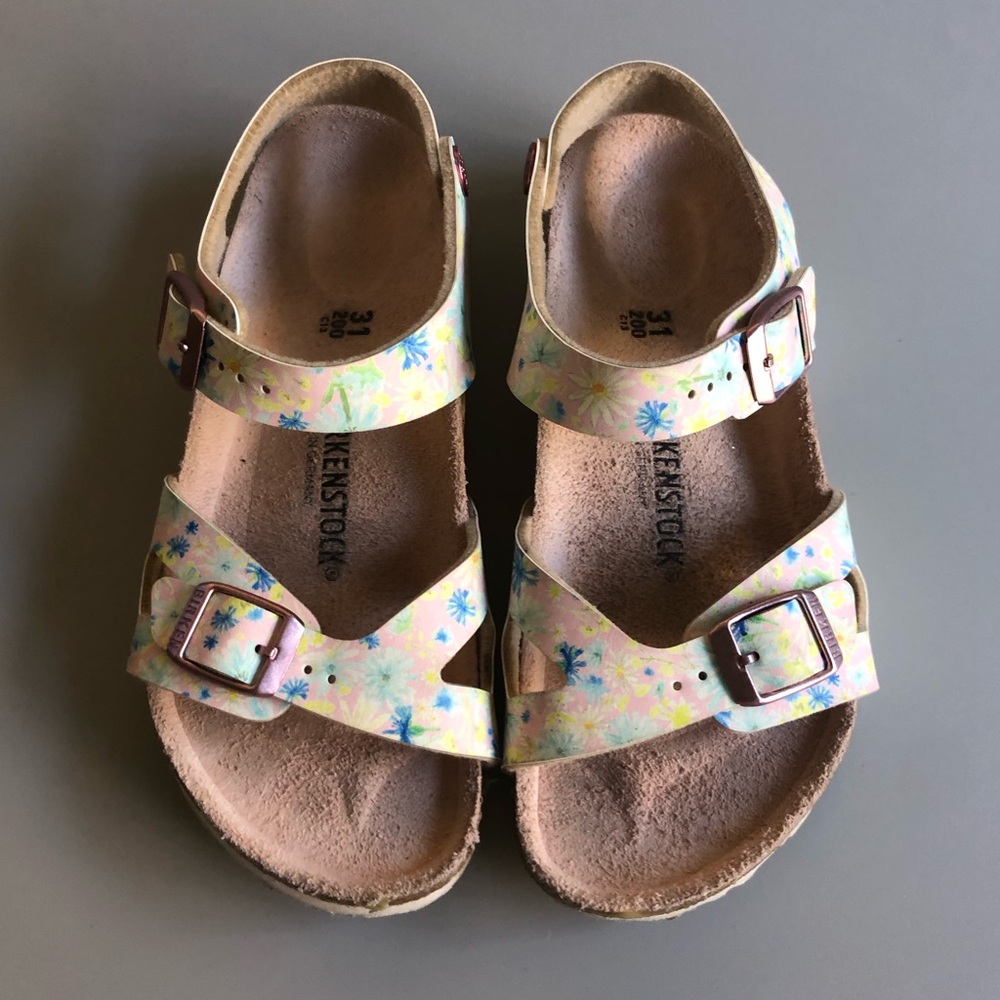 BIRKENSTOCK KID’S RIO SANDAL BIRKO-FLOR PASTEL FLORAL Size: EUR 31 = US 1.0-1.5